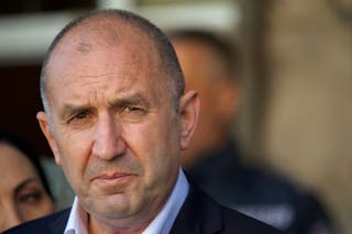 Progressive Bulgaria coalition's leader and former President Radev Rumen after casting his ballot in Sofia on April 19